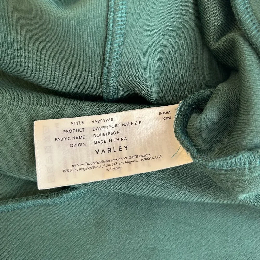 Varley Cropped Quarter-Zip Sweatshirt in Teal Green - Picture 7 of 10
